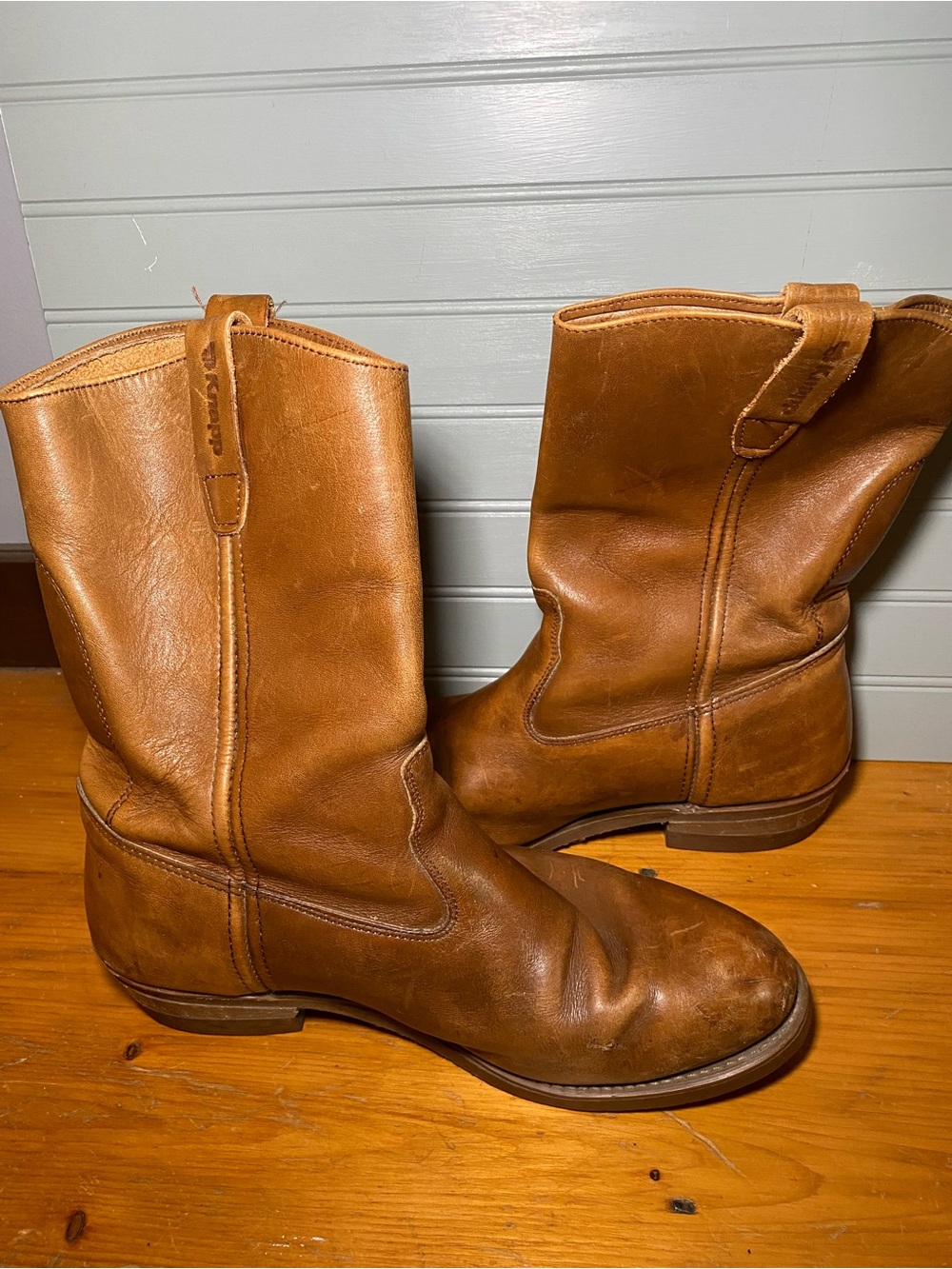 Vintage Knapp Men's Tan Leather Pull-On Western Work Boots